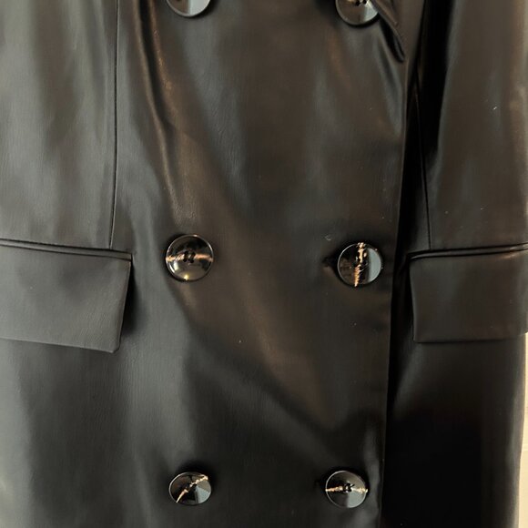 ZARA Faux Leather Double-Breasted Tunic Vest / Mini Dress (XS) - Picture 2 of 4